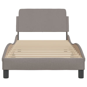 Bed Frame with Headboard "Dover" Taupe 90x200 cm Fabric