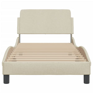 Bed Frame with Headboard "Dover" Cream 90x200 cm Fabric