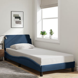 Bed Frame with Headboard "Dover" Blue 90x200 cm Fabric