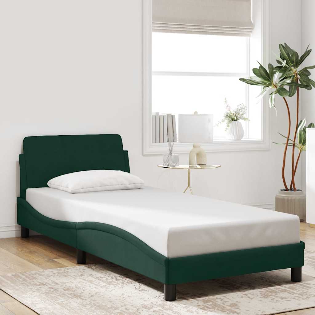 Bed Frame "Dover" Dark Green 90x200 cm Velvet