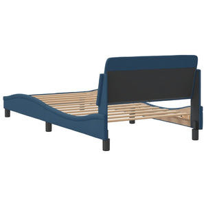 Bed Frame with Headboard "Dover" Blue 100x200 cm Fabric