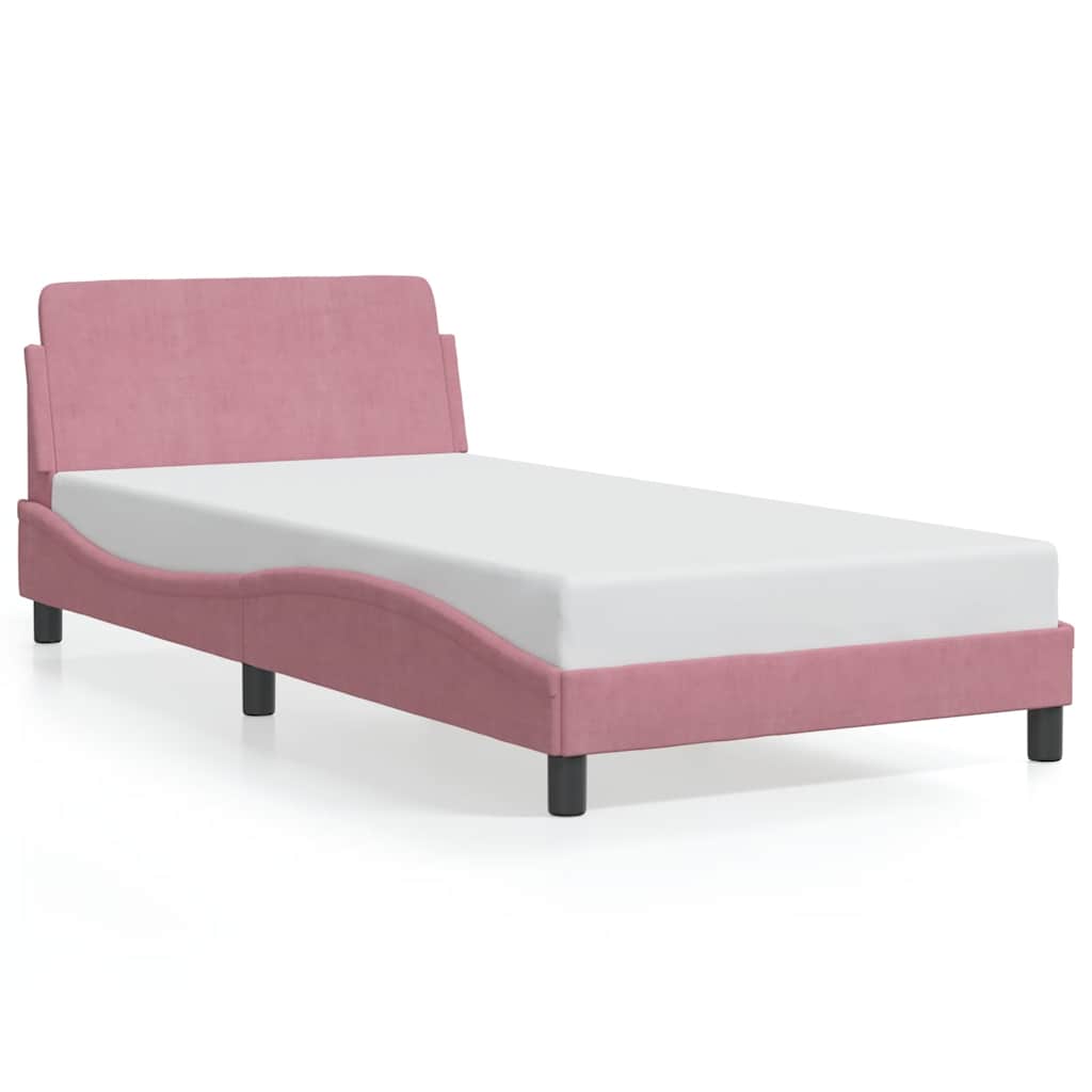 Bed Frame with Headboard "Dover" Pink 100x200 cm Velvet