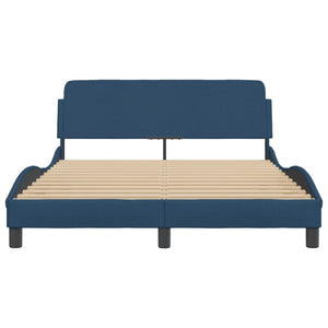 Bed Frame with Headboard "Dover" Blue 120x200 cm Fabric