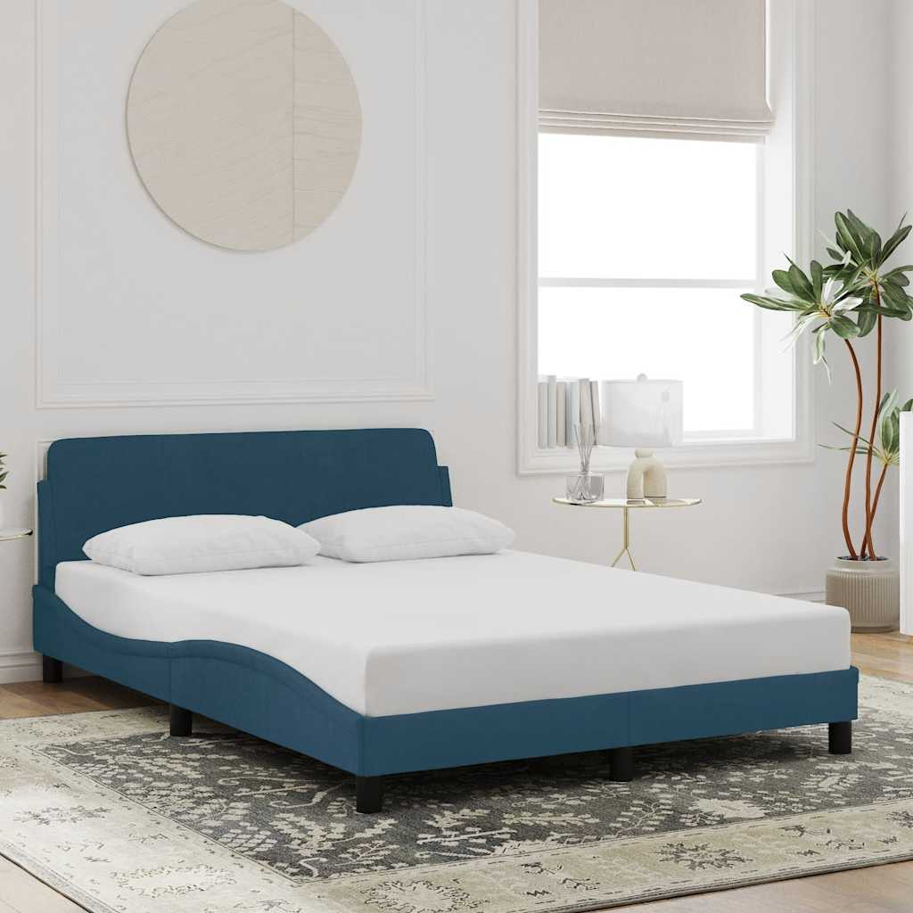 Bed Frame with Headboard "Dover" Blue 120x200 cm Velvet