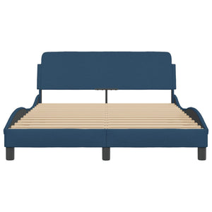 Bed Frame with Headboard "Dover" Blue 140x190 cm Fabric