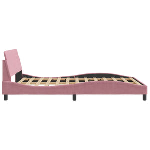 Bed Frame with Headboard "Dover" Pink 140x190 cm Velvet