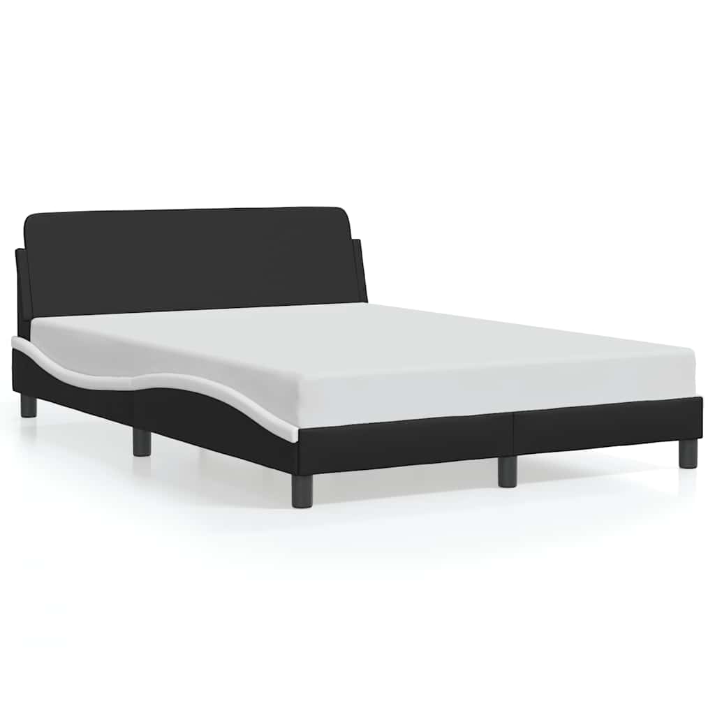 Bed Frame "Dover" Black&White 140x190 cm Faux Leather