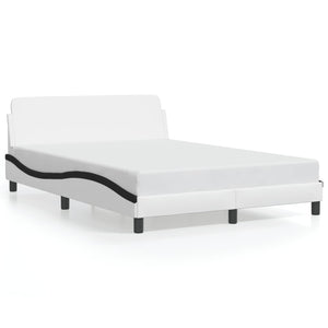 Bed Frame "Dover" White&Black 140x190 cm Faux Leather