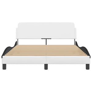Bed Frame "Dover" White&Black 140x190 cm Faux Leather