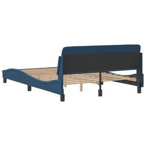 Bed Frame with Headboard "Dover" Blue 140x200 cm Fabric