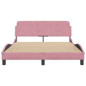 Bed Frame with Headboard "Dover" Pink 140x200 cm Velvet