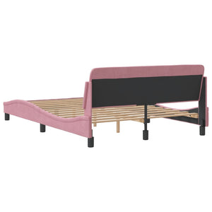 Bed Frame with Headboard "Dover" Pink 140x200 cm Velvet