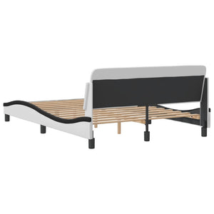 Bed Frame "Dover" White&Black 140x200 cm Faux Leather