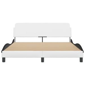 Bed Frame "Dover" White&Black 160x200 cm Faux Leather
