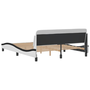 Bed Frame "Dover" White&Black 160x200 cm Faux Leather