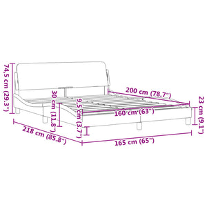 Bed Frame "Dover" White&Black 160x200 cm Faux Leather
