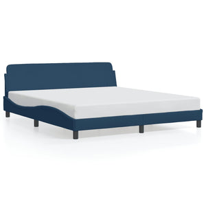 Bed Frame with Headboard "Dover" Blue 180x200 cm Fabric