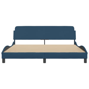 Bed Frame with Headboard "Dover" Blue 180x200 cm Fabric