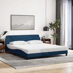 Bed Frame with Headboard "Dover" Blue 180x200 cm Fabric