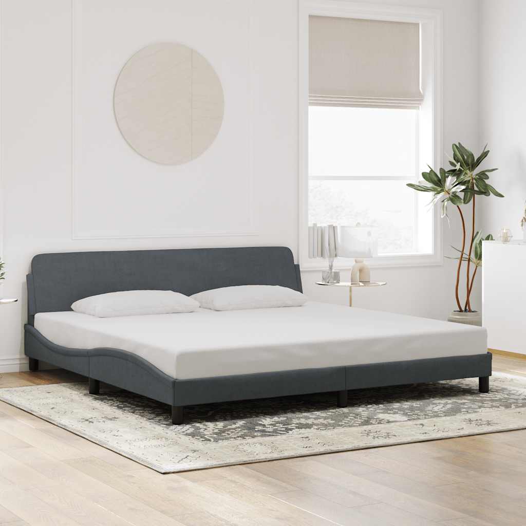 Bed Frame "Dover" Dark Grey 200x200 cm Velvet