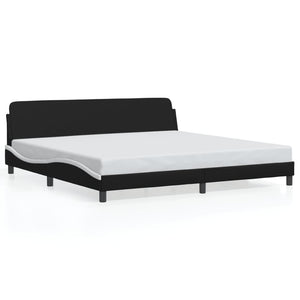Bed Frame "Dover" Black and White 200x200 cm Faux Leather