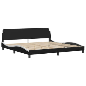 Bed Frame "Dover" Black and White 200x200 cm Faux Leather