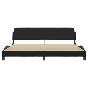Bed Frame "Dover" Black and White 200x200 cm Faux Leather