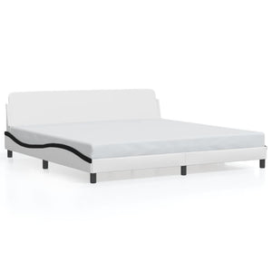 Bed Frame "Dover" White and Black 200x200 cm Faux Leather
