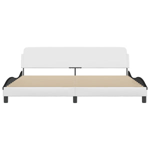 Bed Frame "Dover" White and Black 200x200 cm Faux Leather