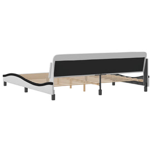 Bed Frame "Dover" White and Black 200x200 cm Faux Leather