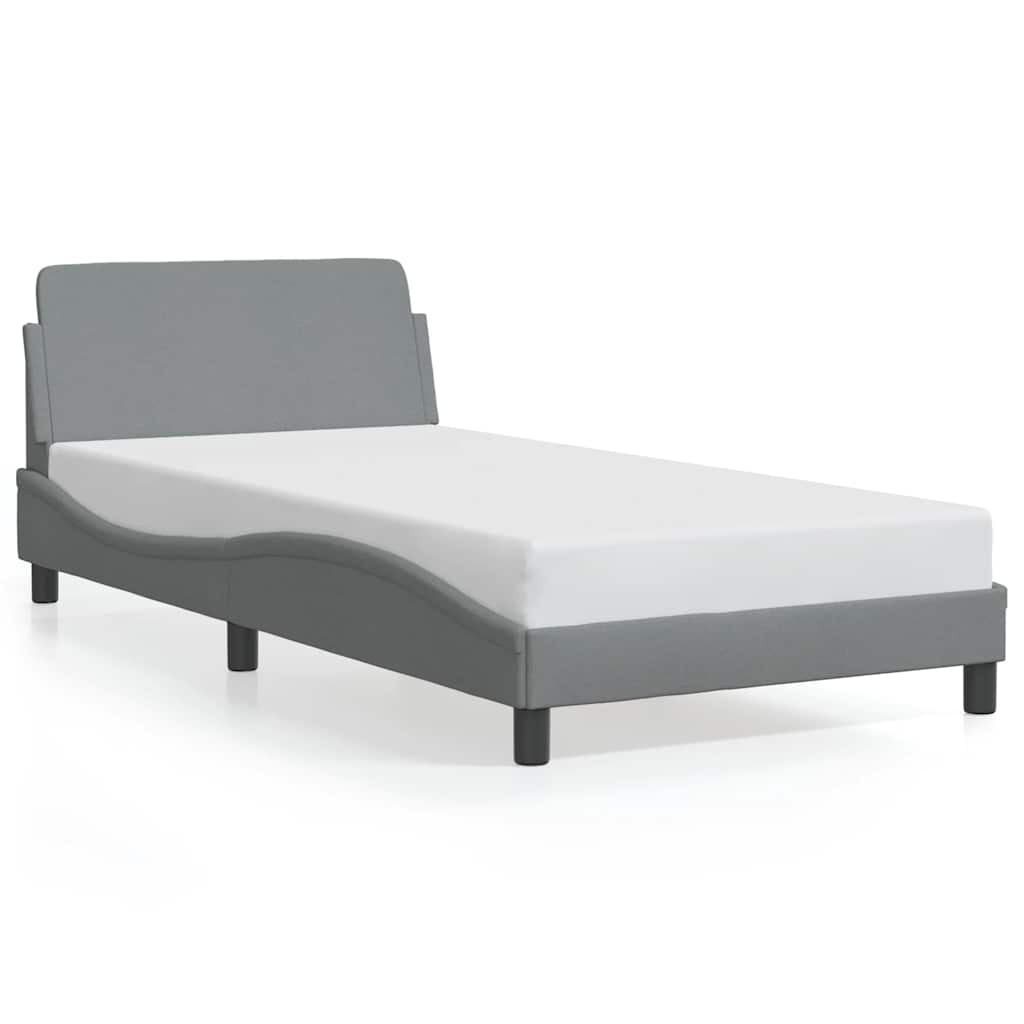 Bed Frame "Dover" Light Grey 100x190 cm Fabric