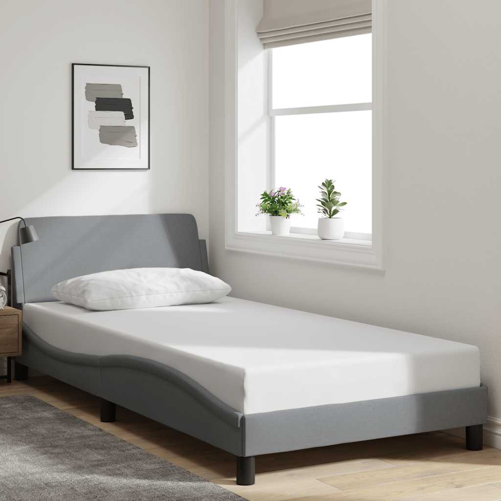 Bed Frame "Dover" Light Grey 100x190 cm Fabric