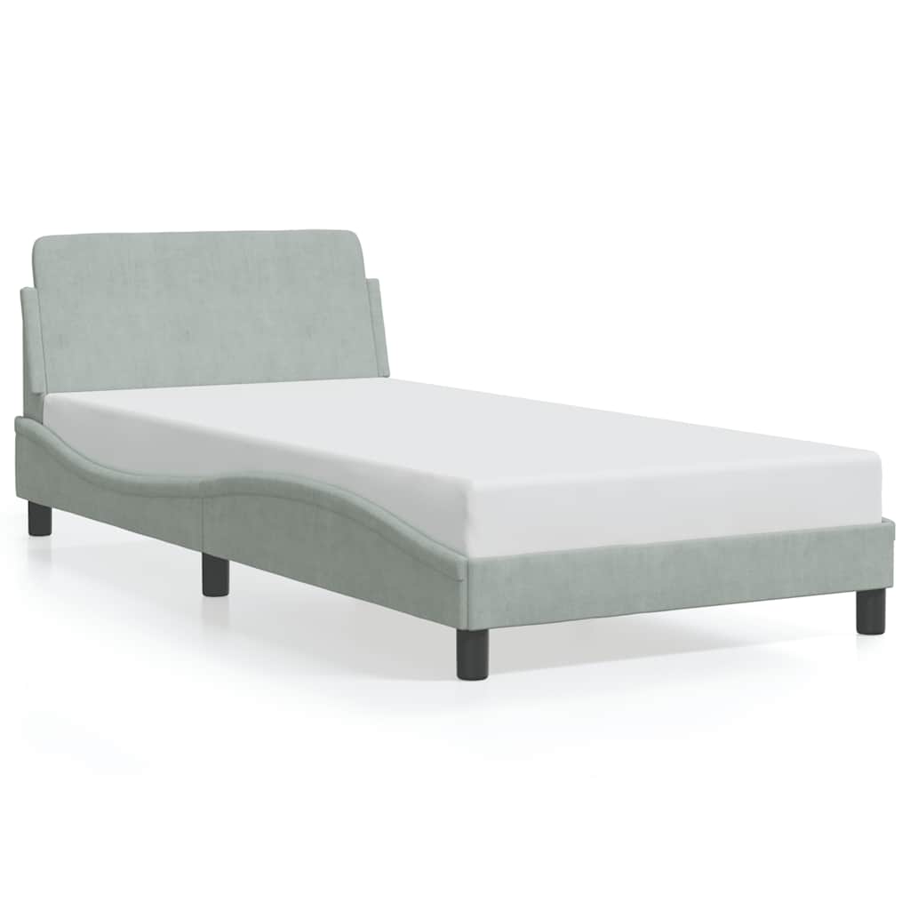 Bed Frame "Dover" Light Grey 100x190 cm Velvet