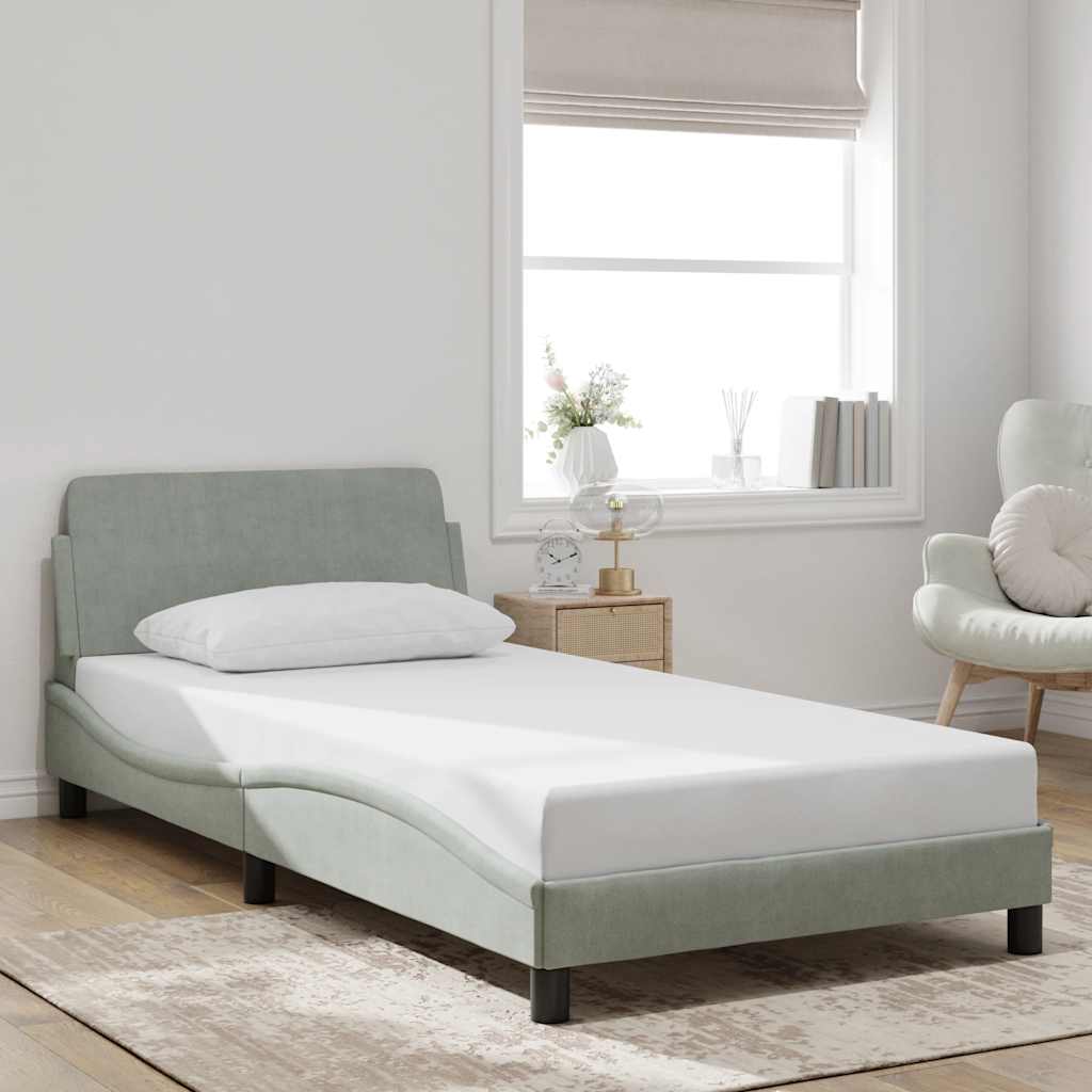 Bed Frame "Dover" Light Grey 100x190 cm Velvet