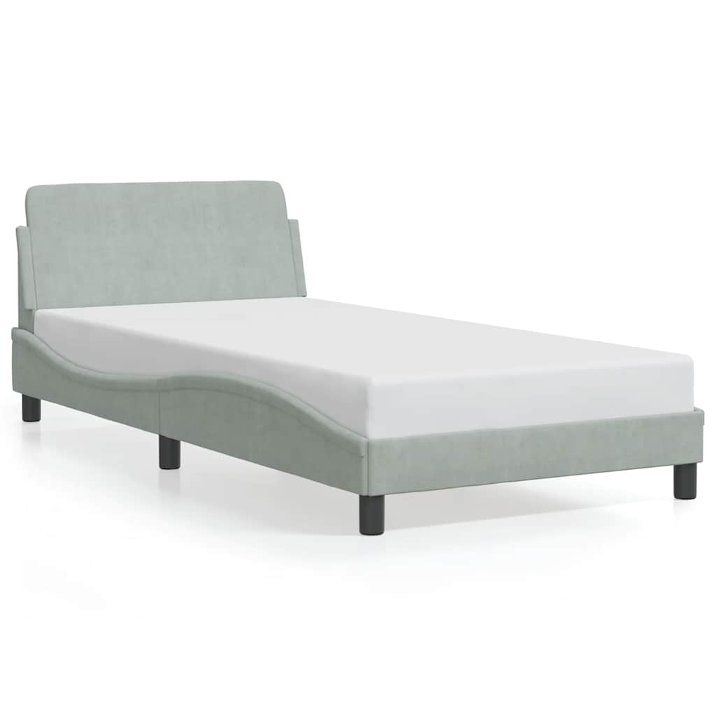 Bed Frame "Dover" Light Grey 100x203 cm Velvet