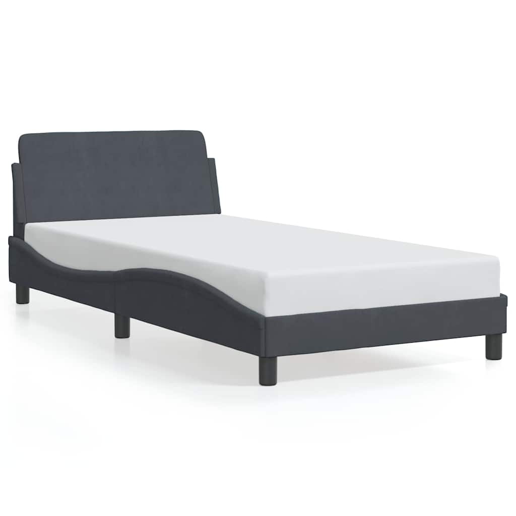 Bed Frame "Dover" Dark Grey 100x203 cm Velvet