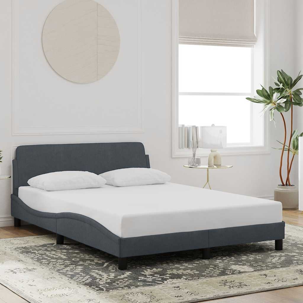 Bed Frame "Dover" Dark Grey 137x190 cm Velvet