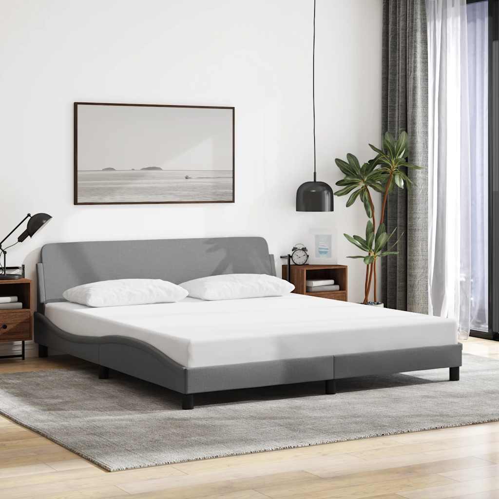 Bed Frame "Dover" Light Grey 183x213 cm Fabric