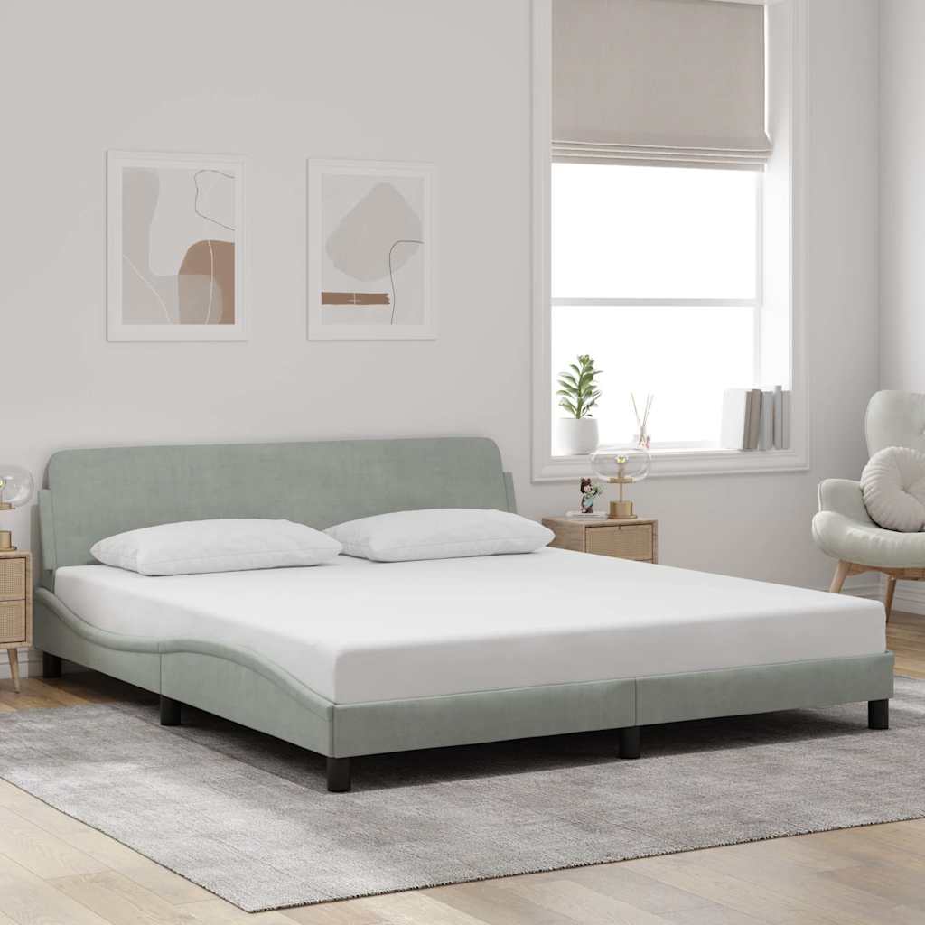 Bed Frame "Dover" Light Grey 183x213 cm Velvet