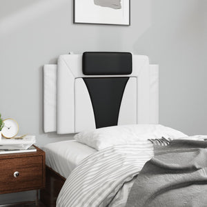 Headboard Cushion "Viana" White and Black 80 cm Faux Leather