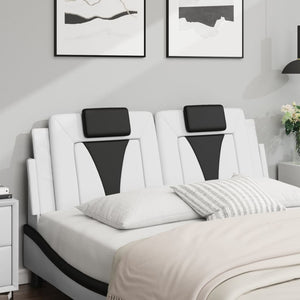 Headboard Cushion "Viana" White and Black 120 cm Faux Leather