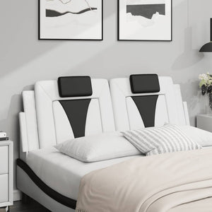 Headboard Cushion "Viana" White and Black 140 cm Faux Leather