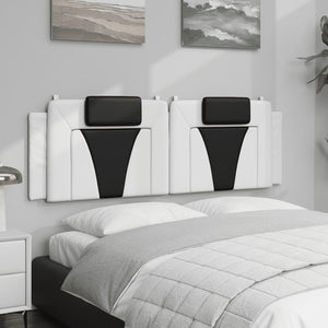 Headboard Cushion "Viana" White and Black 160 cm Faux Leather