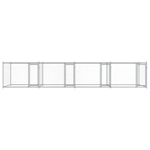 Hundgård med dörrar grå 8x2x1,5 cm galvaniserat stål