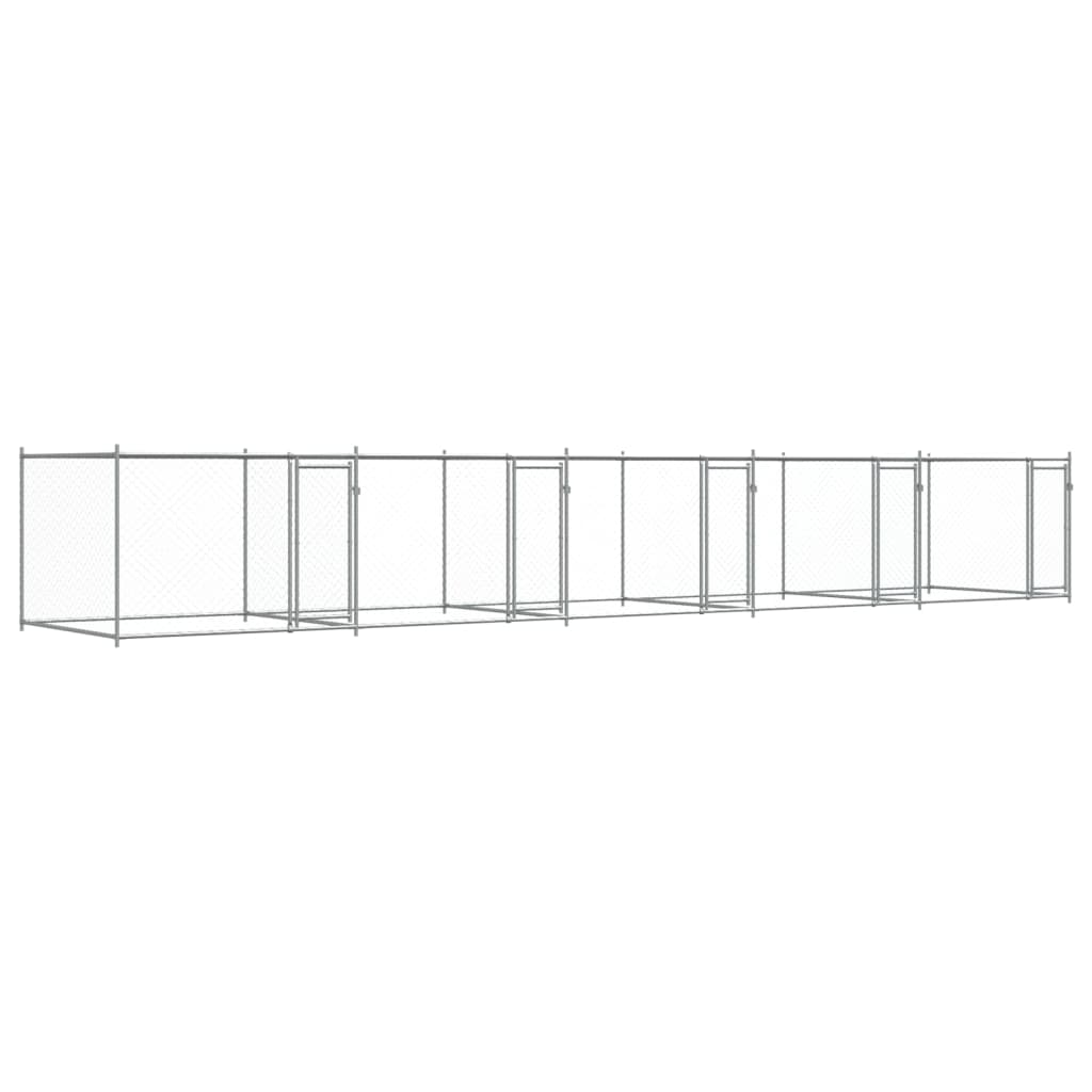 Hundgård med dörrar grå 10x2x1,5 cm galvaniserat stål