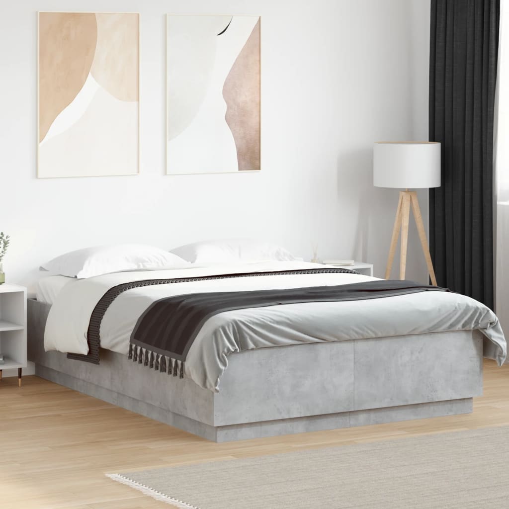 Sängram betonggrå 120x200 cm konstruerad trä