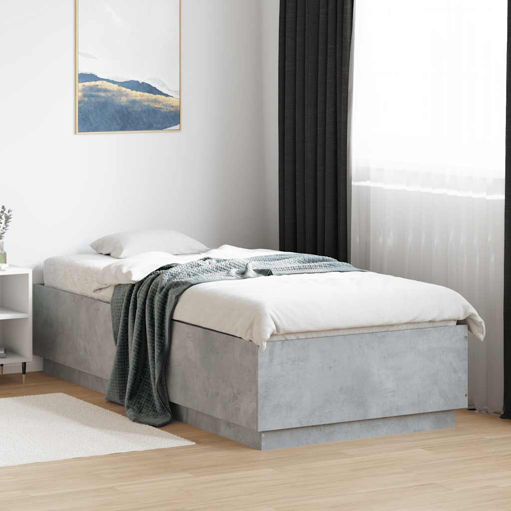 Sängram betonggrå 100x200 cm konstruerad trä