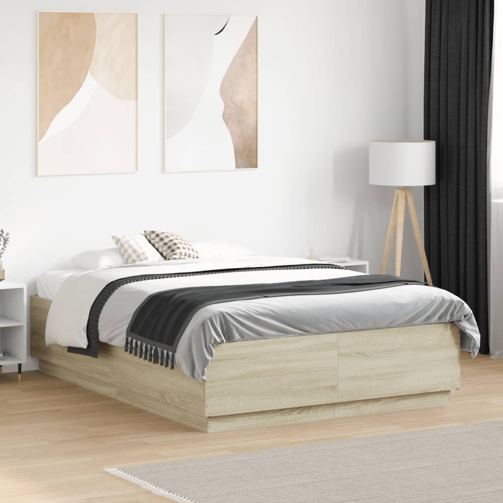 Sängram sonoma-ek 135x190 cm konstruerat trä