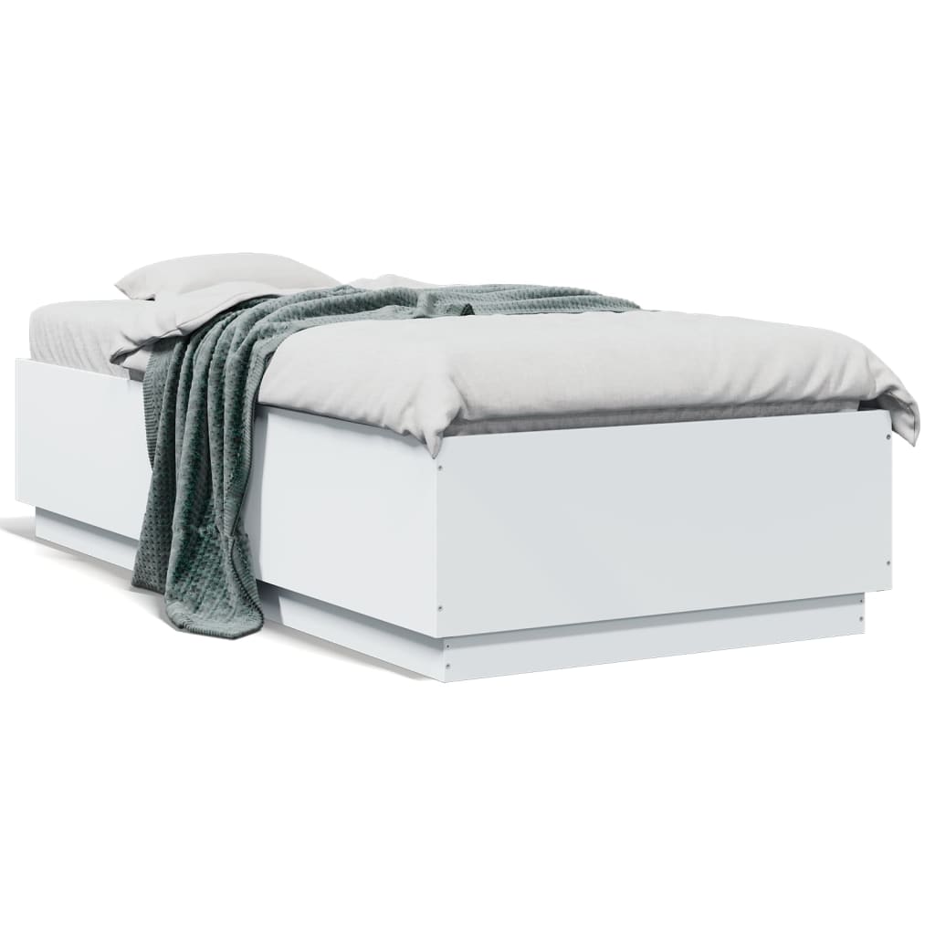 Sängram vit 90x190 cm konstruerat trä