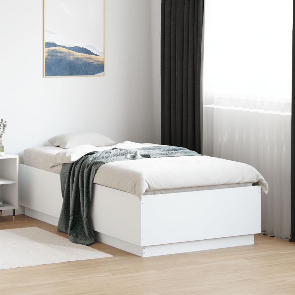 Sängram vit 90x190 cm konstruerat trä